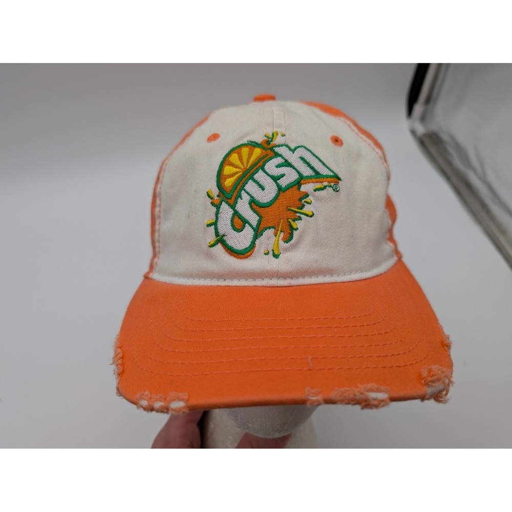 Falcon Crush Soda Orange White Distressed Baseball Cap Hat Mens Size ML